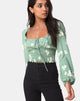 Immagine di Carmen Top in Mono Flower Green