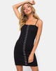 Immagine di Cecy Bodycon Dress in nero con gancio e occhiello
