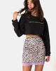 Immagine della gonna Cherry in raso animalier con pizzo lilla