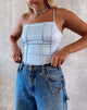 Immagine di Cosey Top in raso blu polvere