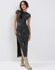 Immagine di Danari Mesh Maxi Dress in silhouette floreale Khaki