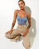 Immagine di Darau Crop Top a costine blu polvere
