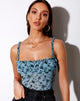 Immagine di Delora Cami Top in Love Bloom Grigio e Blu Flock