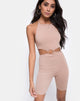 Immagine di Dequa Cutout Unitard in Jersey Tan