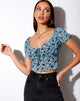 Immagine di Deyha Crop Top in Love Bloom Grigio e Blu Flock