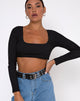 Immagine di Drea Crop Top a costine nero