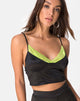 Immagine di Dyrilla Top in raso nero con pizzo Lime