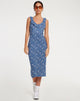 immagine di Elleta Midi Dress in blu floreale retrò