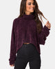Immagine della felpa Evie Cropped in ciniglia Plum