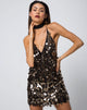 Immagine di Finn Slip Dress in nero e oro Speckle Sequin