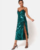 Immagine di Fitilia Dress in mini paillettes verde acqua con pizzo nero