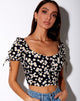 Immagine di Flaba Crop Top in Mini Daisy Nero