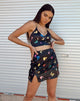 Immagine di Zida Gonna in Raso Stretch Nero Butterfly