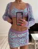 Immagine di Motel X Barbara Kristoffersen Hira Mini Skirt in Knit Jagged Swirl Lavanda e Menta
