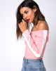 Immagine di Gadice Corpetto off the shoulder in rosa pallido con riga bianca