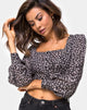Immagine di Gazalo Cropped Top in Ditsy Rose Nero