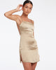 immagine di Gehna Bodycon Dress in raso oro oliva