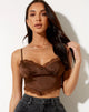 Immagine di Gemlou Cami Top in satin marrone