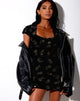 Immagine di Genata Mini Dress in nero e oro Rose Stamp