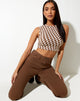 Immagine di Gimon Crop Top a quadretti diagonali Tan e Avorio