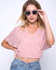 Immagine di Gios Wrap Top a righe rosa e bianco