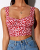 Immagine di Gladis Gilet Crop Top in Ditsy Butterfly Pesca e Rosso