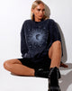 Immagine di Glo Felpa in Nero Stone Wash Cosmos