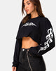 Immagine di Gocea Crop Top in nero con tribale bianco