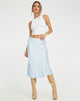 immagine di Goya Midi Skirt in raso blu ghiaccio