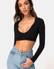 Immagine di Guan Crop Top a costine nero