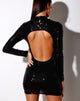 Immagine di Guedra Mini Dress in Drape Sequin Nero