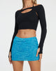 immagine di Guida Mini Skirt in Mixed Animal Flock Blu