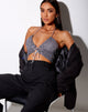 Immagine di Halpi Crop Top in drappeggio di paillettes argento