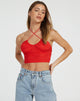 immagine di Haltri Crop Top in Satin Rose Scarlet