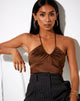 Immagine di Haltri Crop Top in raso cioccolato