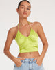 immagine di Haltri Crop Top in satin verde lime
