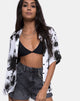 Immagine di Camicia hawaiana in mono Tie Dye bianco e nero