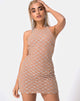 Immagine di Hedi Bodycon Dress in rete glitterata incrociata Tan