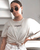 Immagine della t-shirt oversize Basic Tan con ricamo Angelo