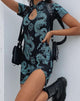 Immagine di Marlin Bodycon Dress in Dragon Flower Nero e Menta
