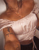 Immagine di Ruiz Off The Shoulder Top in raso Dusty Rose