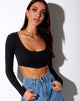 Immagine di Ineke Crop Top a costine nero
