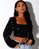 Immagine di Irene Crop Top in Drape Sequin Nero