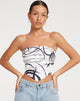 immagine di Irvana Bandeau Top in Mono Doodle Bianco e Nero