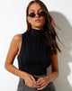 Immagine di Ivy Gilet Top in Rib Black con cuciture nere