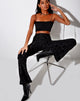 Immagine di Jeevan Flare Trouser in Broccato Rosa Flock Nero