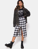 Immagine di Kaisa Gonna Midi in Plaid Bianco e Nero