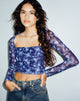 immagine di Kalula Top a manica lunga stampato in Pretty Floral Navy