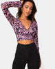 Immagine di Kayak Wrap Top in maglia zebrata Blush