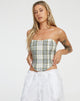 immagine del corsetto Kayashi in verde check e crema